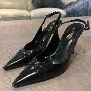 LAUREN Ralph Lauren Black Patent Pointed Slingback Heels